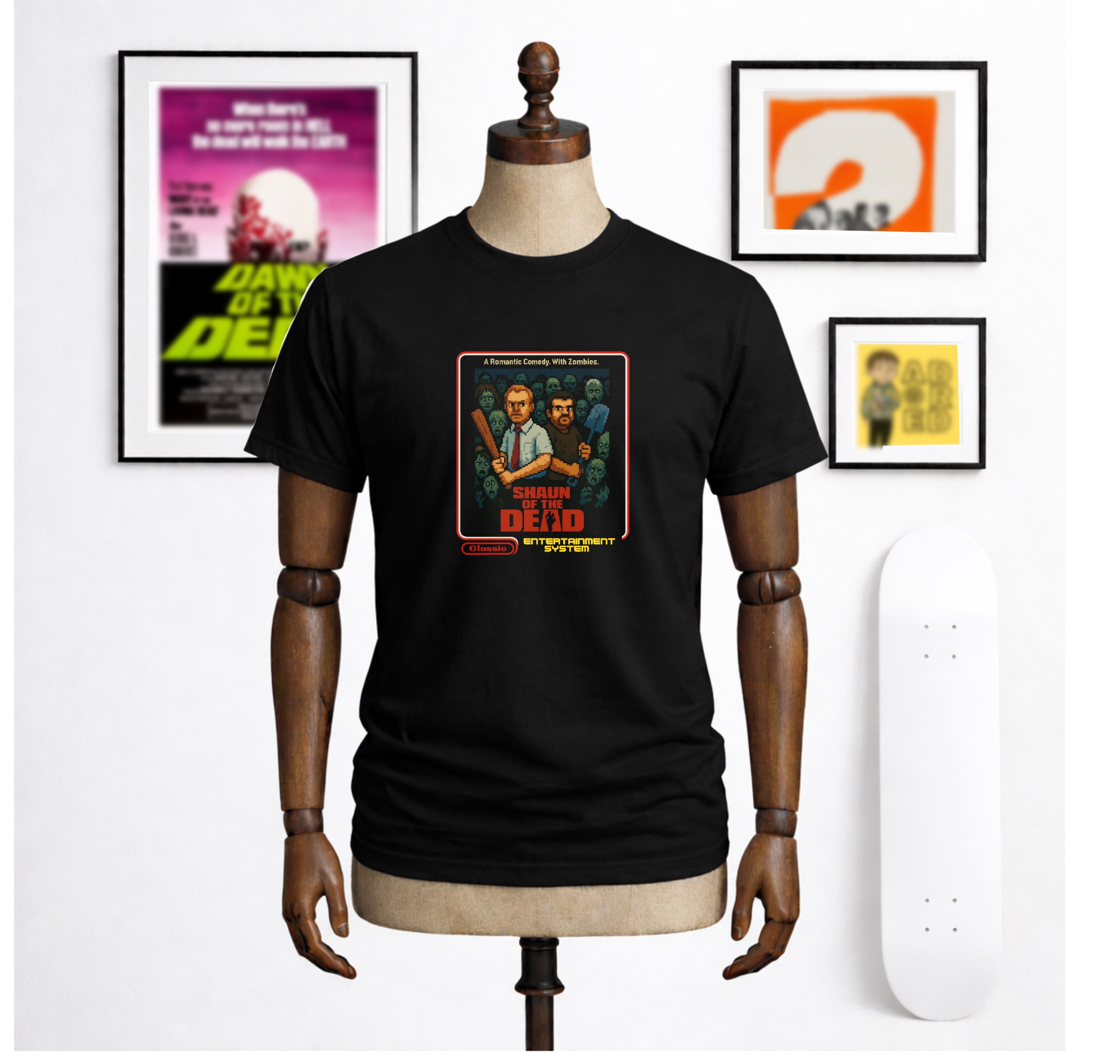 Shaun of the Dead 8-Bit Style Black T-Shirt. Nerd-Alert.
