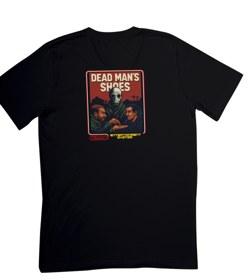 Dead Mans shoes black t-shirt, 8-bit style.
