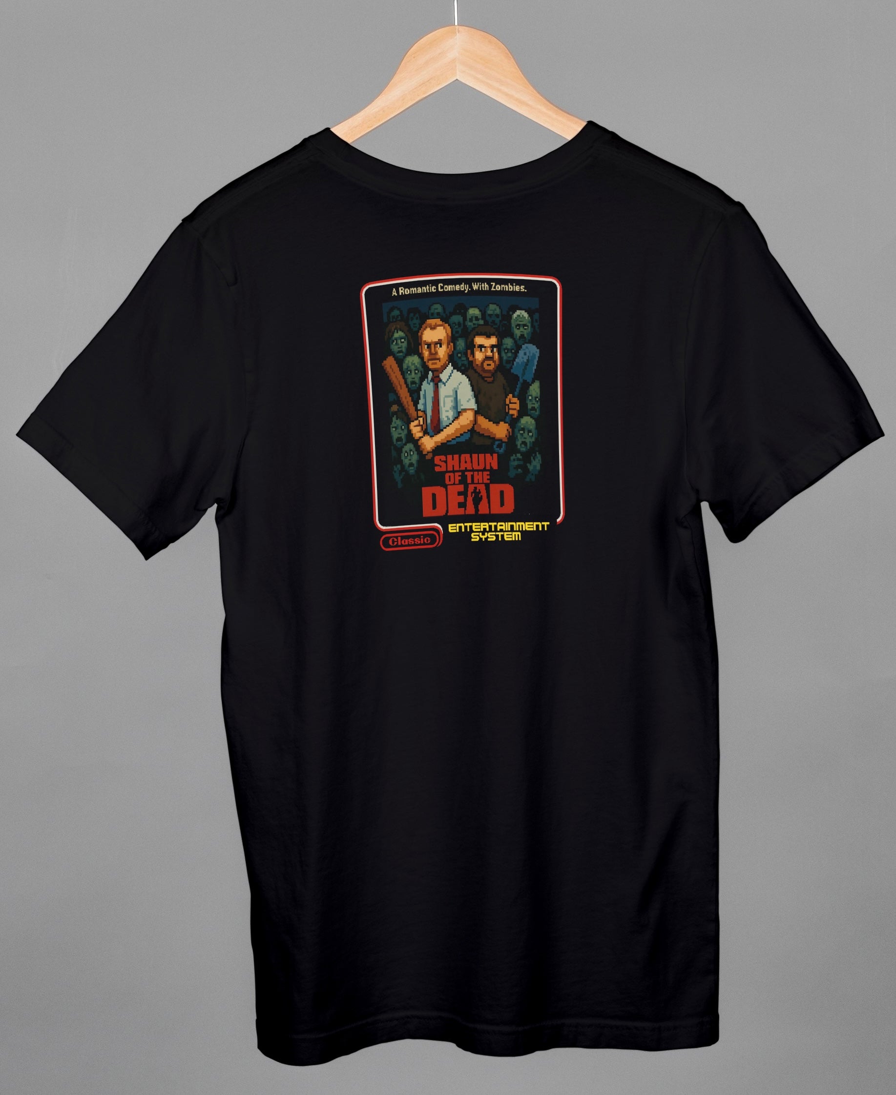 Shaun of the Dead 8-Bit Style Black T-Shirt. Nerd-Alert.